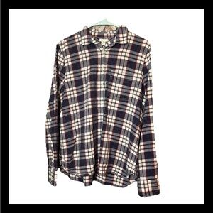 J. Crew 100% Cotton Long Sleeve Quarter Button Down Plaid Women's Shirt Medium‎